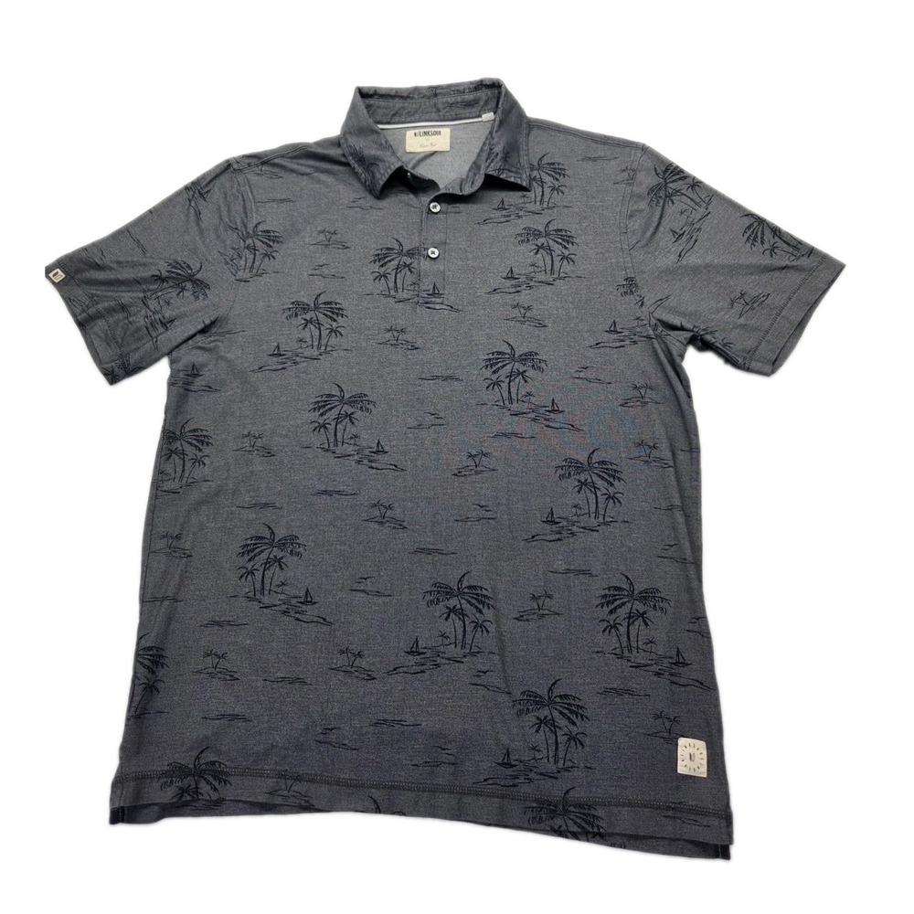 LINKSOUL Astoria Polo Mens M Gray Palm Tree Sailboat Golf Shirt LS1383P